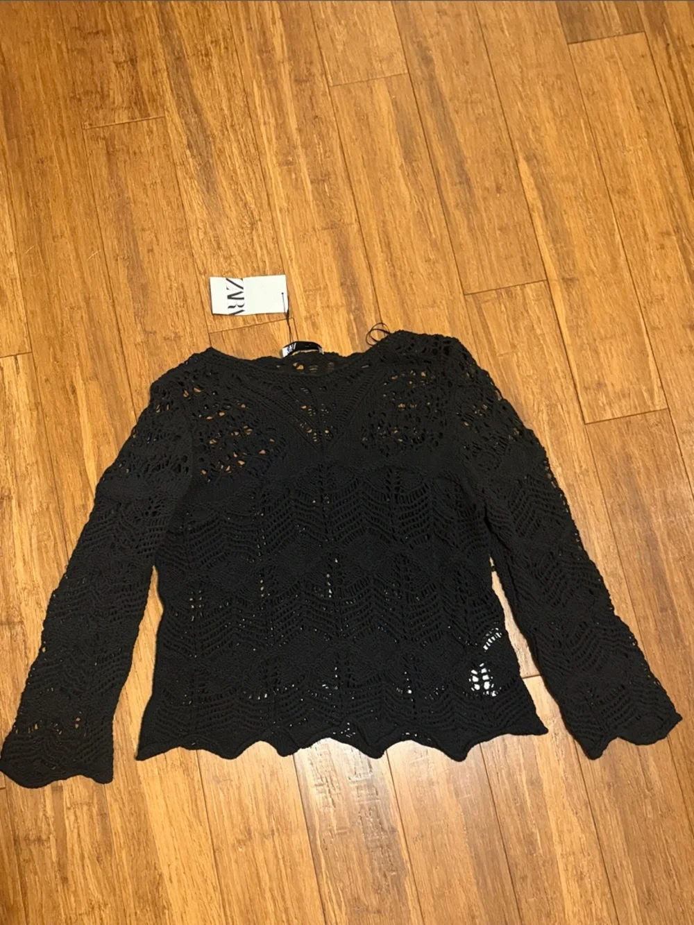 Zara Black Crochet Long-Sleeve
